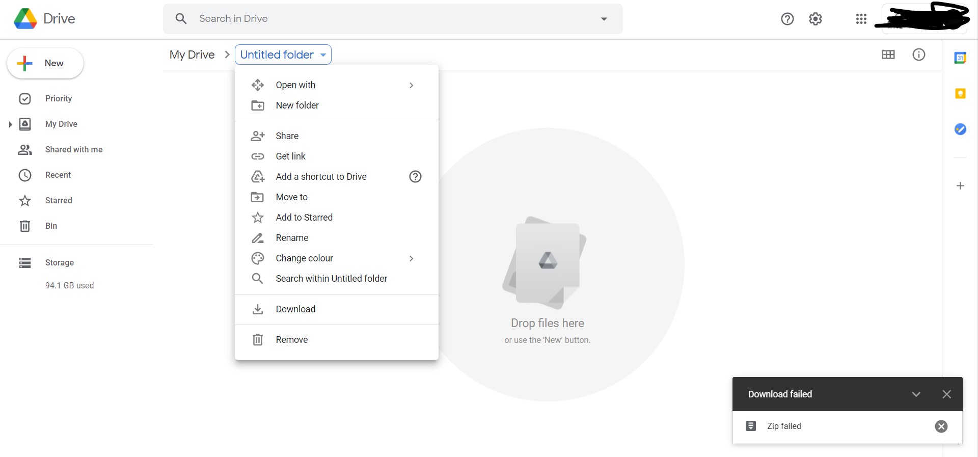 Google Drive Get Stuck Zipping Files